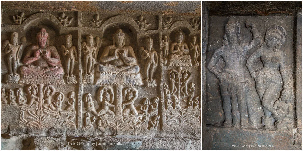 कुडा लेणी मधील कोरीवकाम