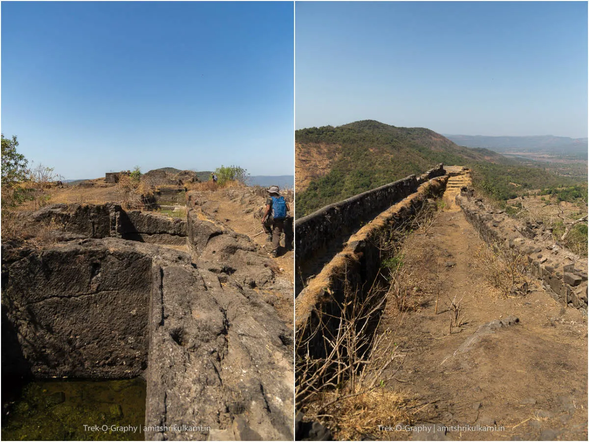 तळागडवरील पाण्याची टाकी आणि भक्कम तटबंदी